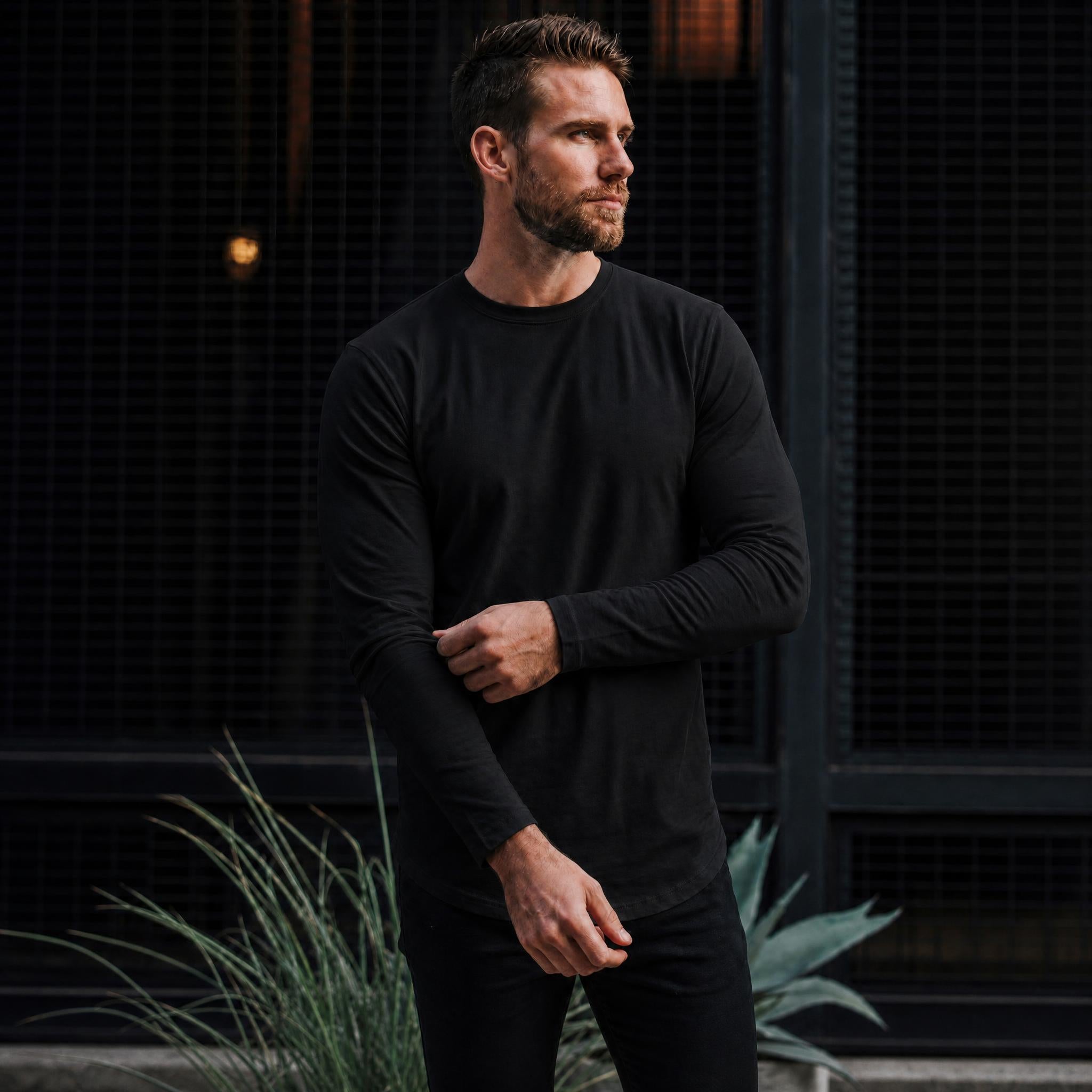 Smart Long-Sleeve Crew: Midnight Black (2026 Pima Enhanced)