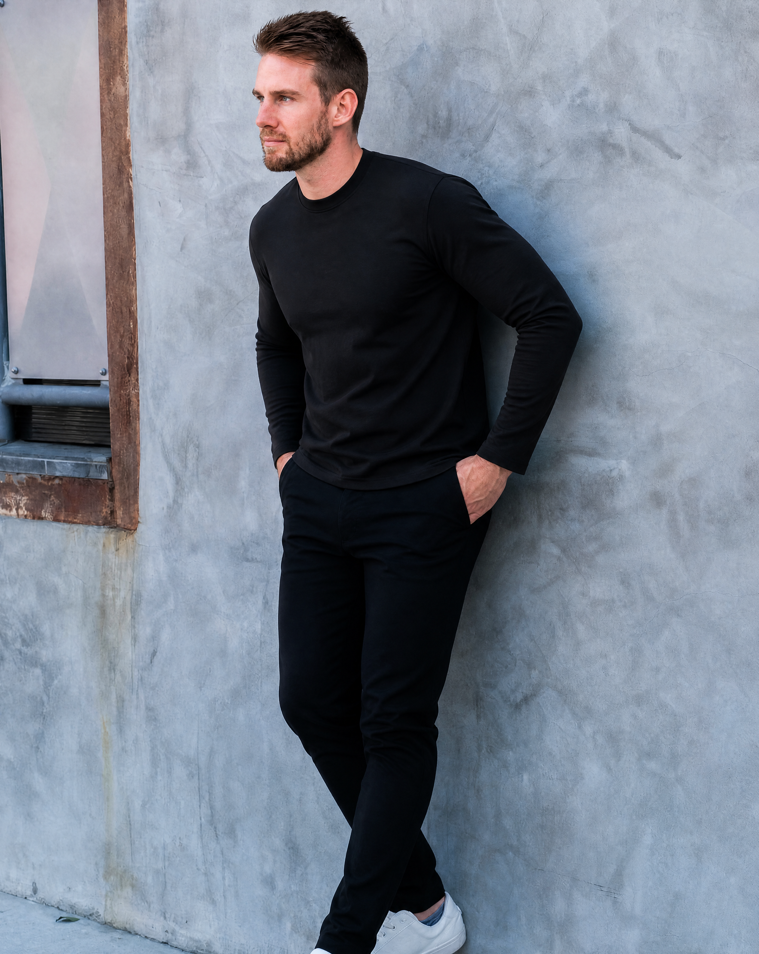 Everyday Long-Sleeve Crew: Midnight Black (2026 Pima Enhanced) - Noble Threads
