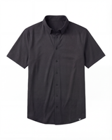 Short-Sleeve Casual Button-Down: Midnight Black