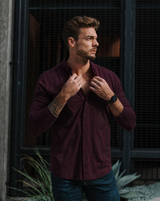 Long-Sleeve Casual Button-Down: Maroon (2026) - Noble Threads