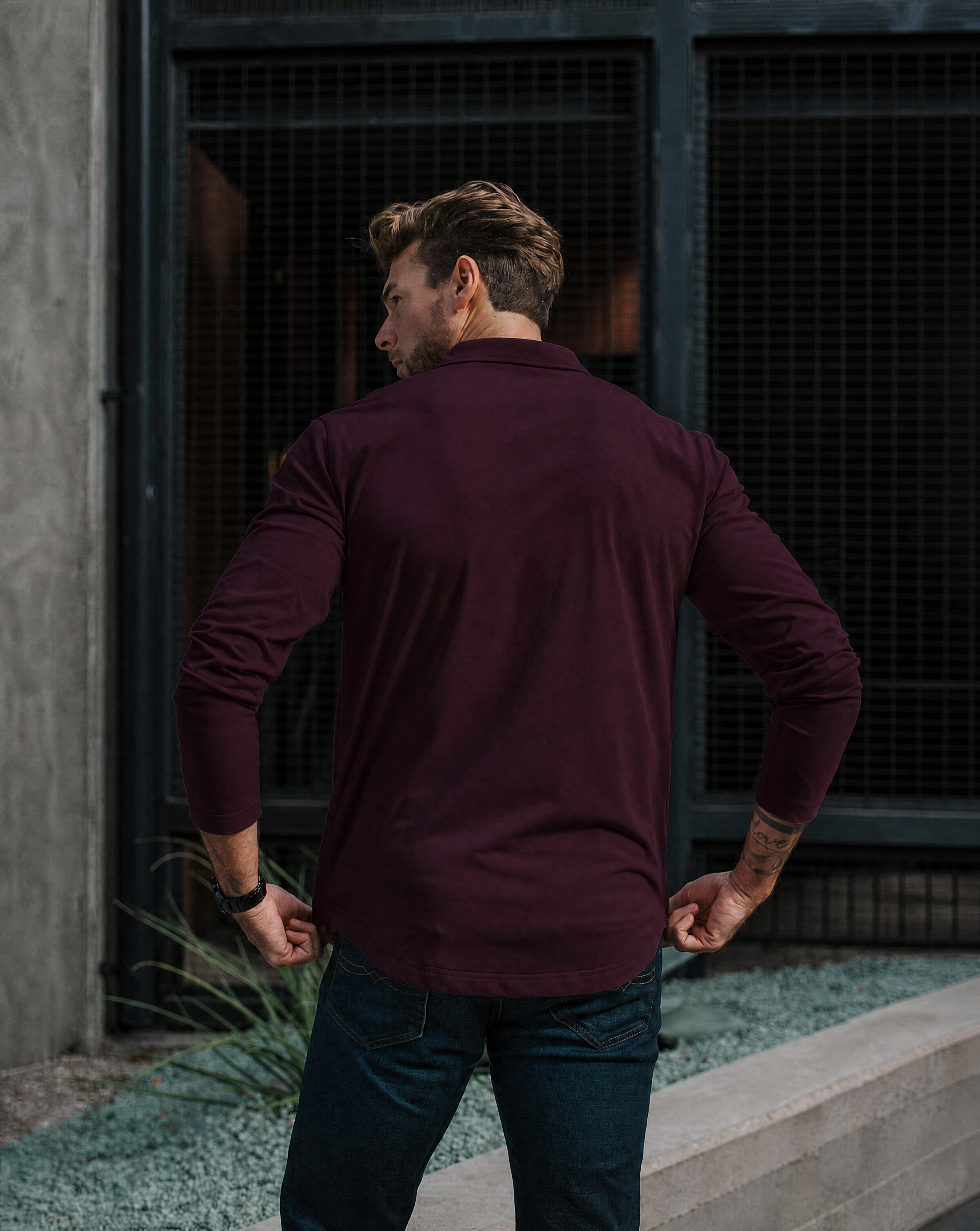 Long-Sleeve Casual Button-Down: Maroon (2026) - Noble Threads