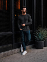 Smart Long-Sleeve Crew: Midnight Grey (2026 Pima Enhanced)