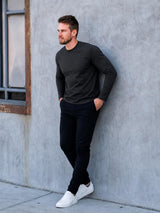 Smart Long-Sleeve Crew: Midnight Grey (2026 Pima Enhanced)