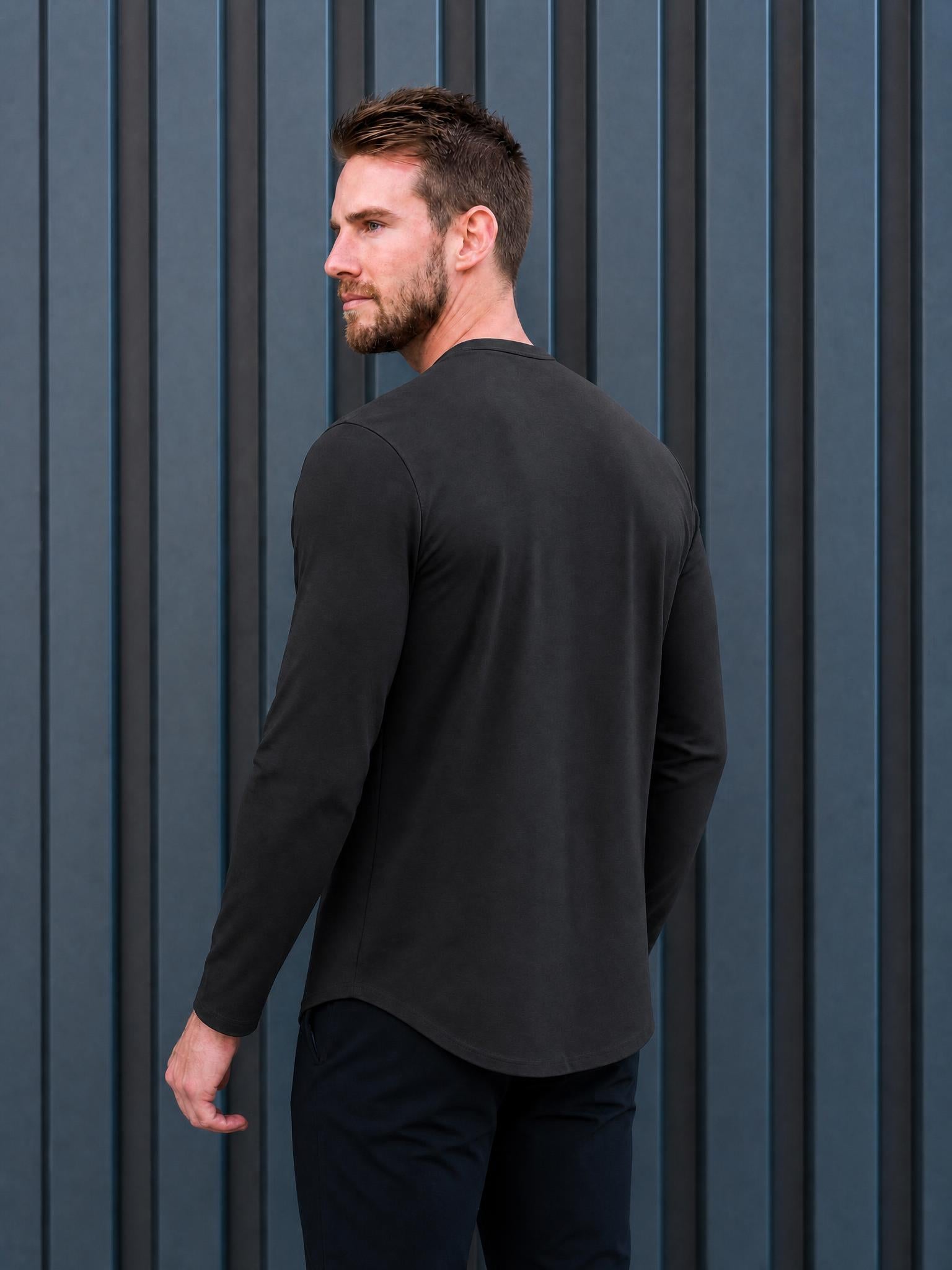 Smart Long-Sleeve Crew: Midnight Grey (2026 Pima Enhanced)