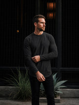 Smart Long-Sleeve Crew: Midnight Grey (2026 Pima Enhanced)