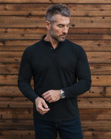 Long-Sleeve 2-Button Polo: Midnight Black (2026)