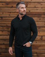 Long-Sleeve 2-Button Polo: Midnight Black (2026)