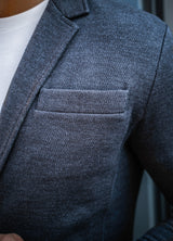 Casual Knit Blazer: Navy Blue (2026) - Noble Threads
