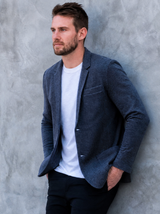 Casual Knit Blazer: Navy Blue (2026) - Noble Threads
