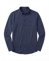 Long-Sleeve Casual Button-Down: Nordic Blue