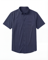 Short-Sleeve Casual Button-Down: Nordic Blue