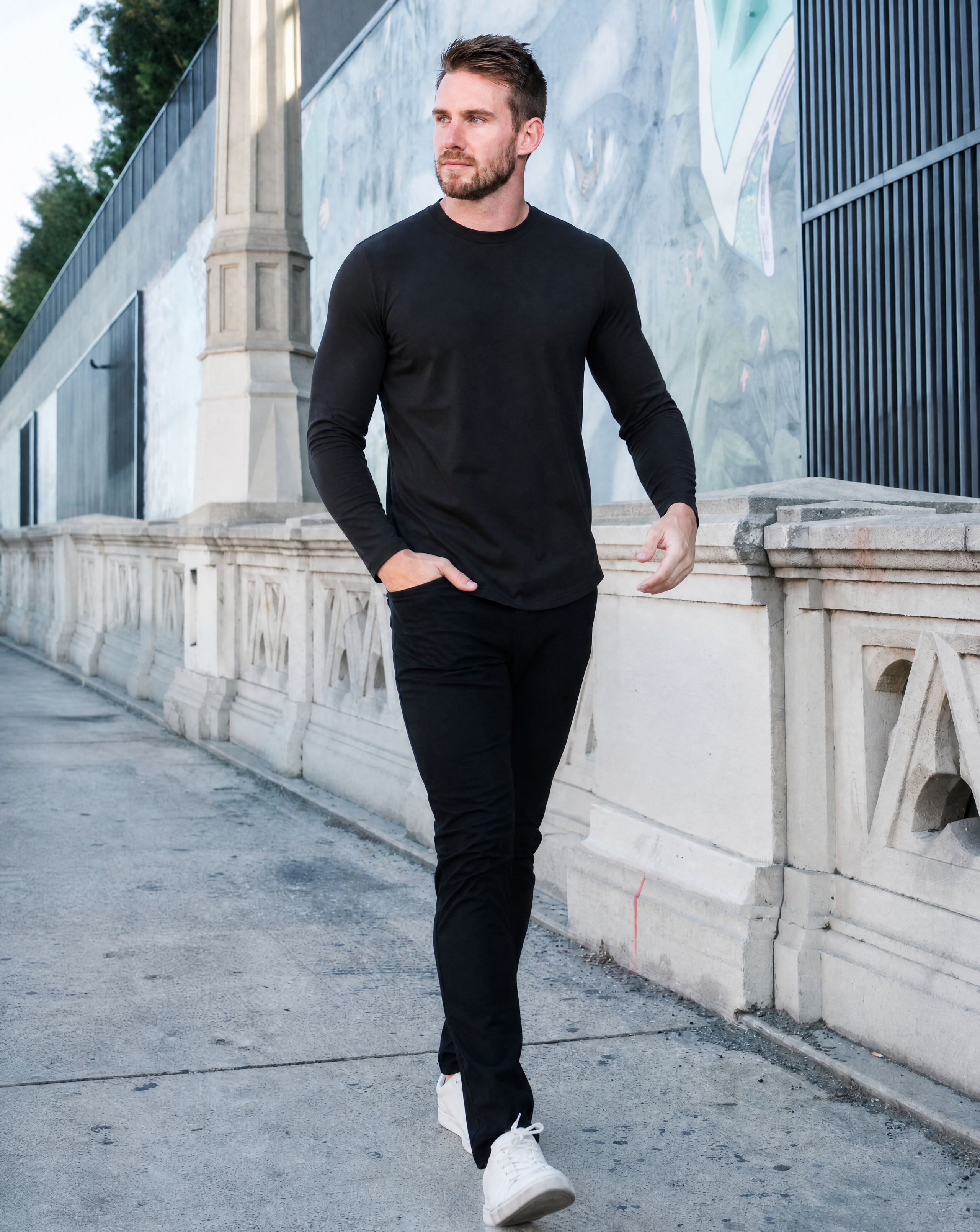 Everyday Long-Sleeve Crew: Midnight Black (2026 Pima Enhanced) - Noble Threads