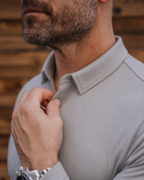 Long-Sleeve 2-Button Polo: Slate Grey (Pima)