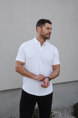 Short-Sleeve 2-Button Polo: Arctic White (Pima)